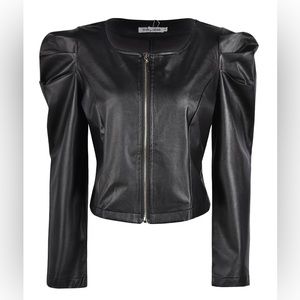Casual Faux Leather Crop Jacket